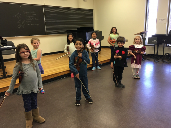 Beginner violin group class.